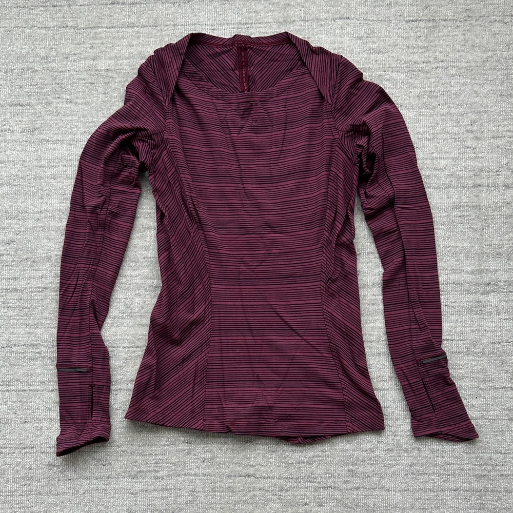 lululemon athletica Long Sleeve Striped Crew - maroon